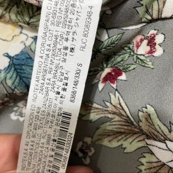 ZARA basic women’s floral grey print wide leg trousers size small - Picture 5 of 12